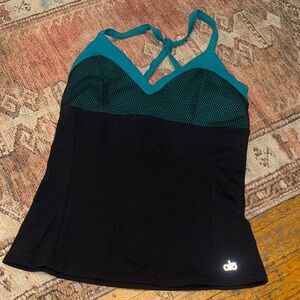 ALO Yoga Teal and Black Tank Top